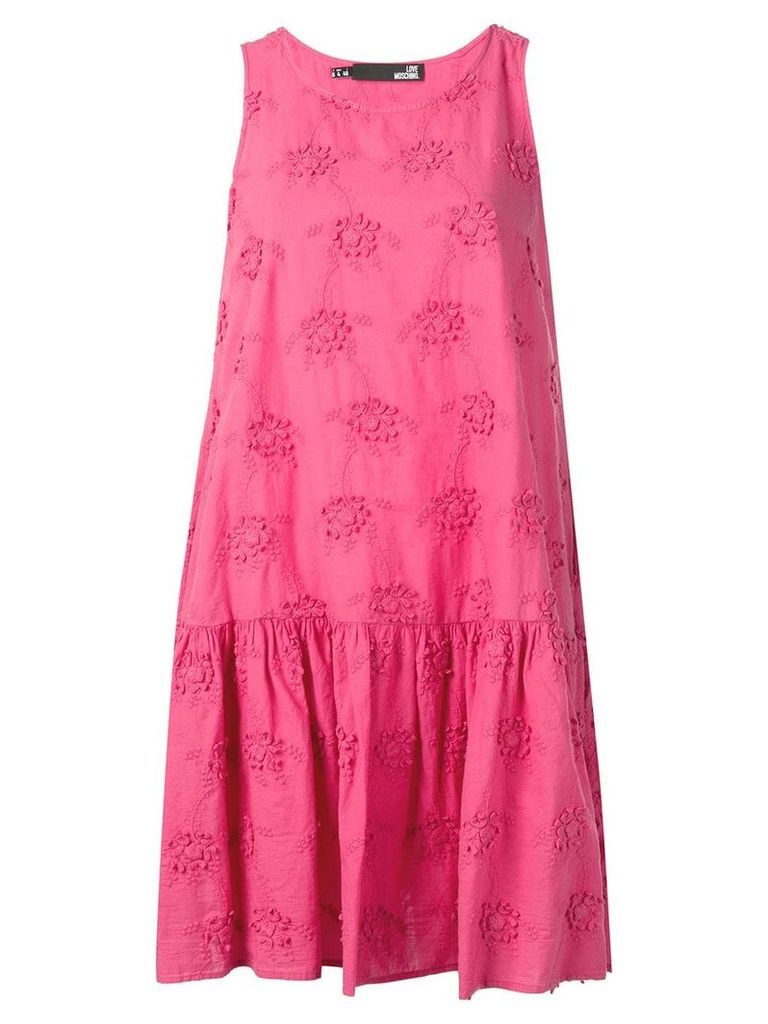 Love Moschino embroidered floral mini dress - Pink