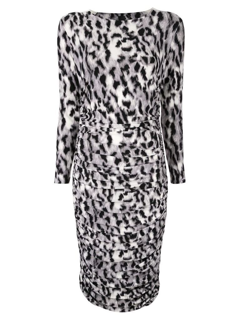 Norma Kamali leopard print striped dress - White