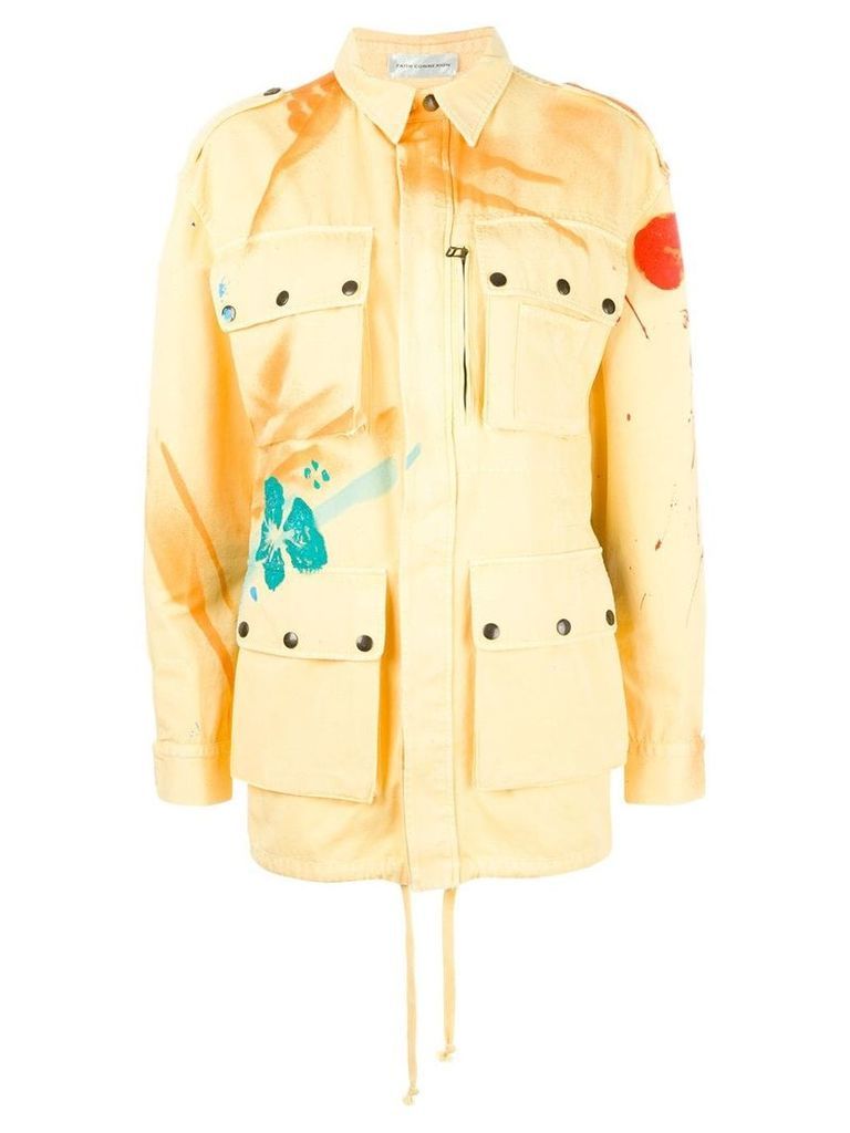 Faith Connexion hand-painted abstract mid coat - Yellow