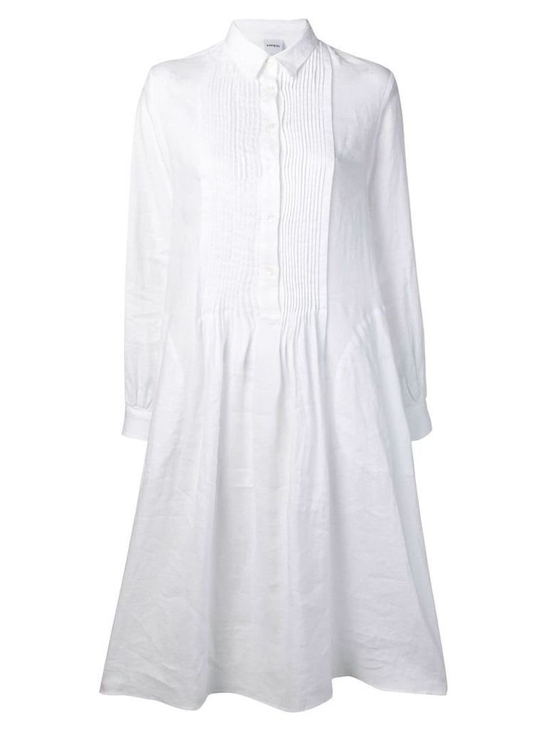 Aspesi pleated bib shirt dress - White
