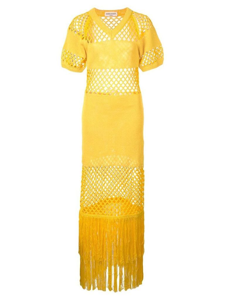Sonia Rykiel mesh fringe maxi dress - Yellow