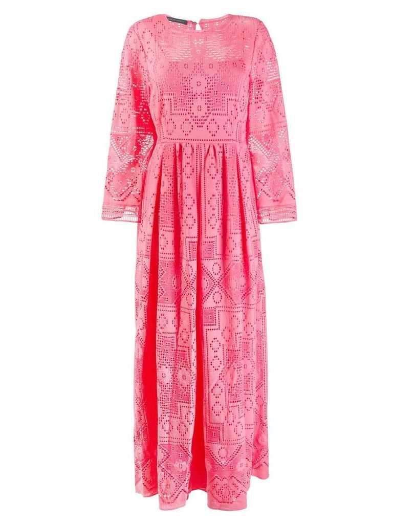Alberta Ferretti macrame embroidered maxi dress - Pink