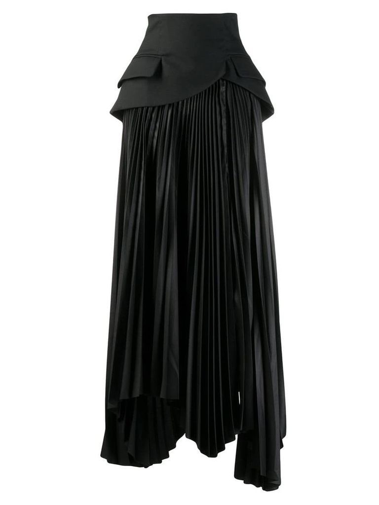 A.W.A.K.E. Mode panelled pleated skirt - Black
