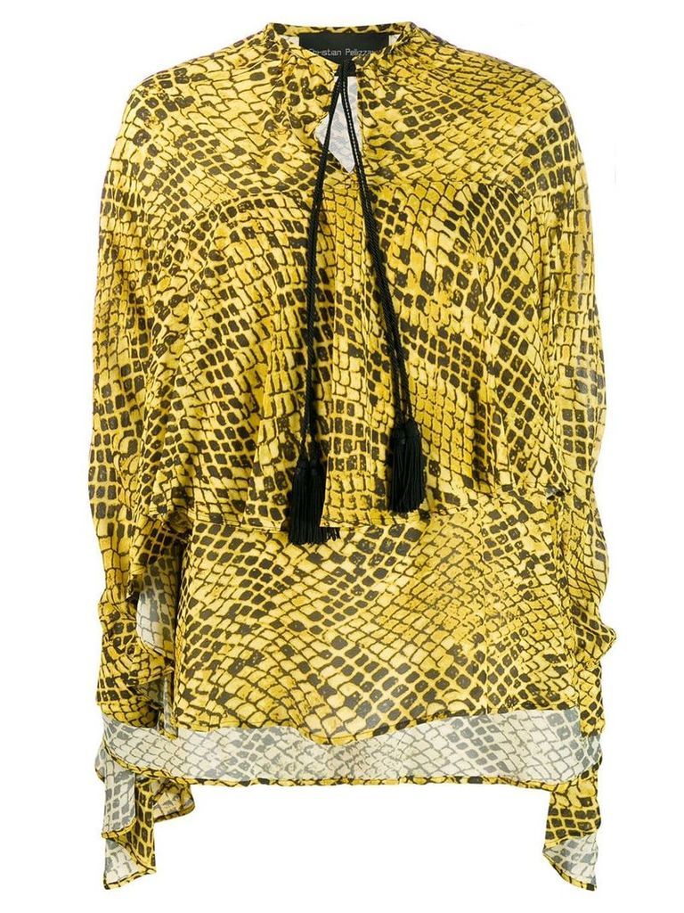 Christian Pellizzari layered snakeskin blouse - Yellow