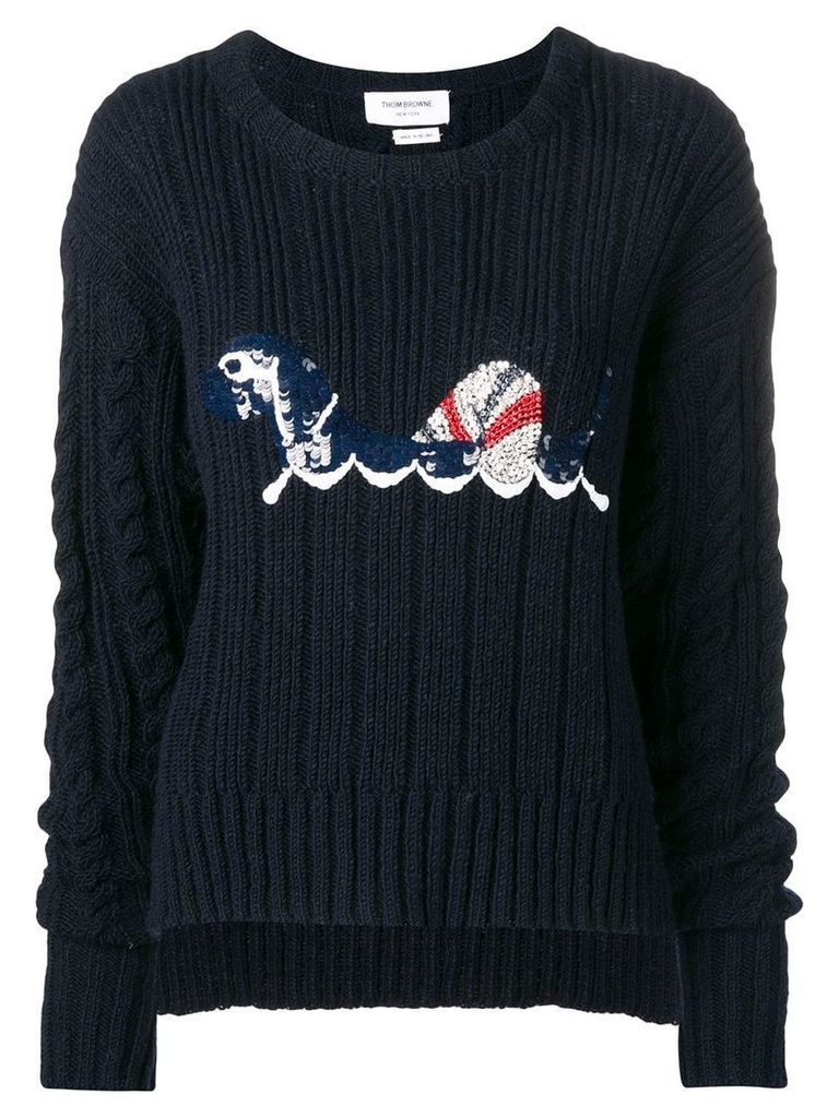 Thom Browne Hector Sequin Boxy Pullover - Blue