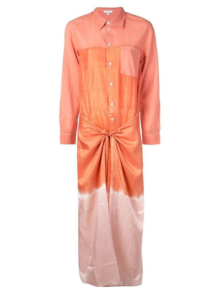 Tome long shirt dress with knot - Orange