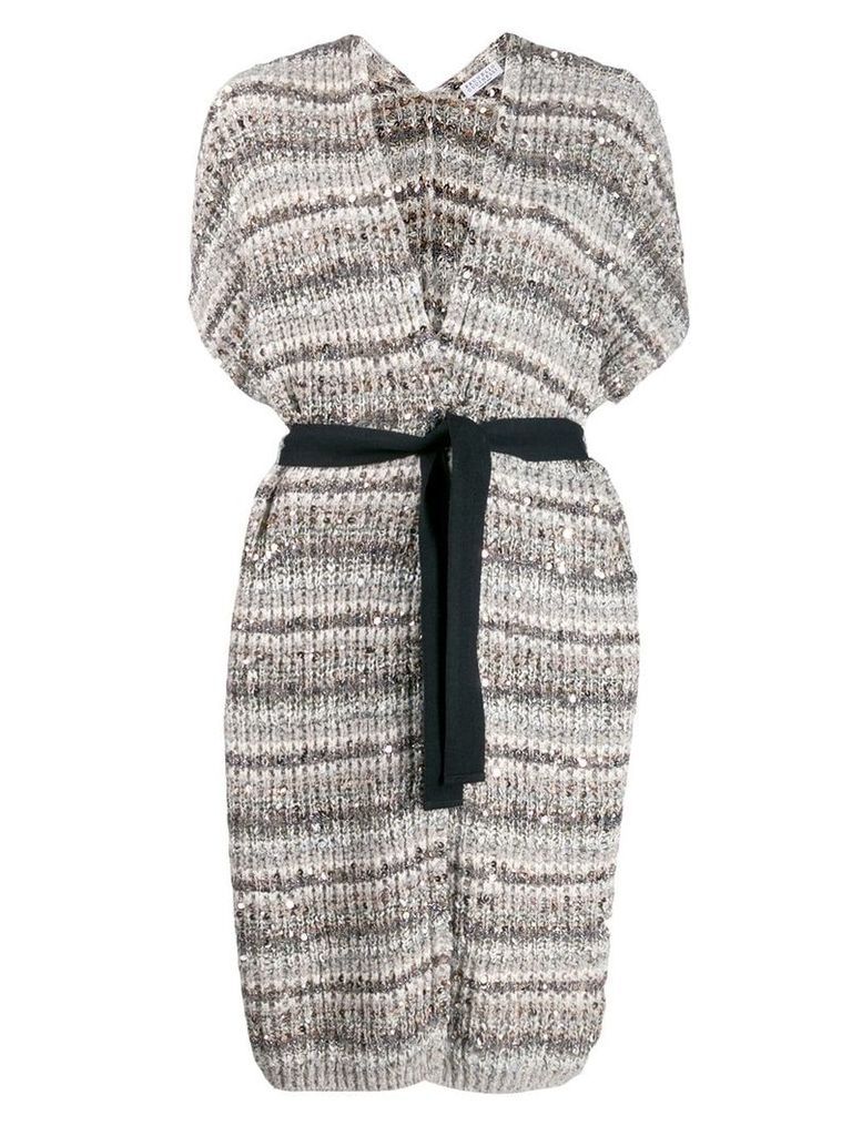 Brunello Cucinelli striped robe cardigan - Neutrals