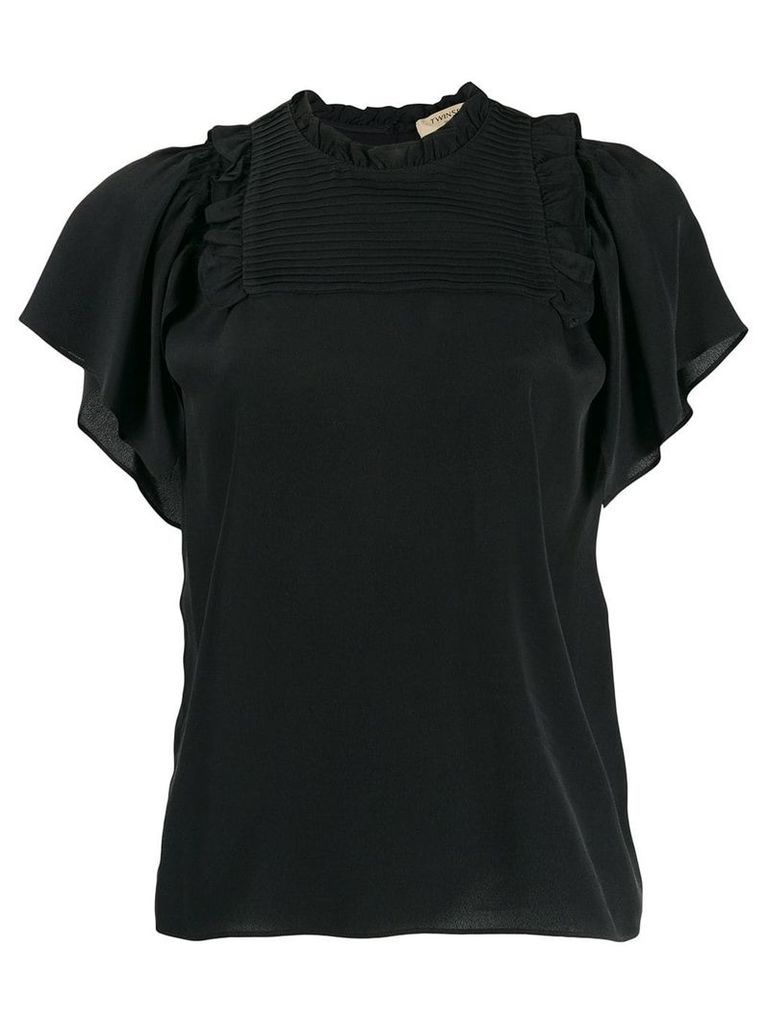 Twin-Set pleated bib blouse - Black