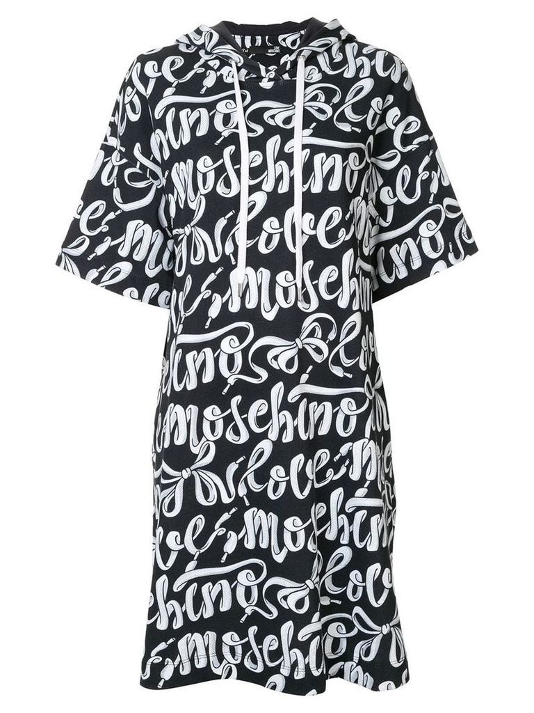 Love Moschino logo print hooded dress - Black