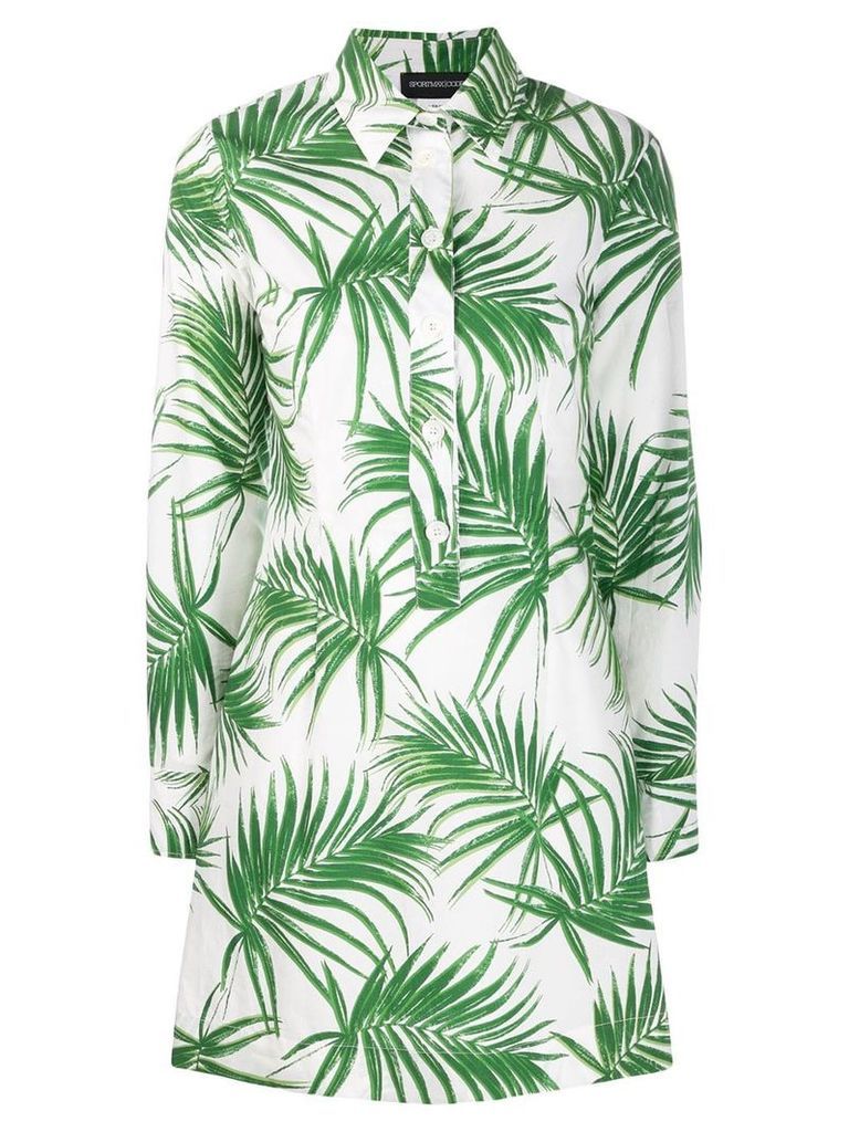 Sport Max Code palm leaf shirt dress - White