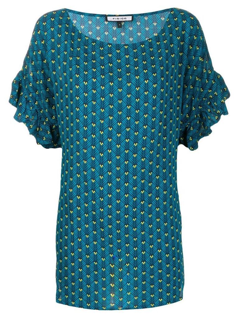 Fisico geometric print long blouse - Blue