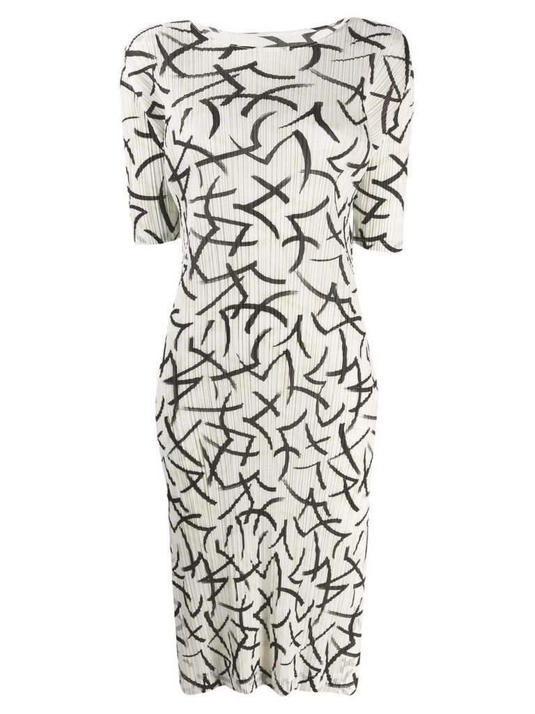 Pleats Please Issey Miyake printed plissé dress - White