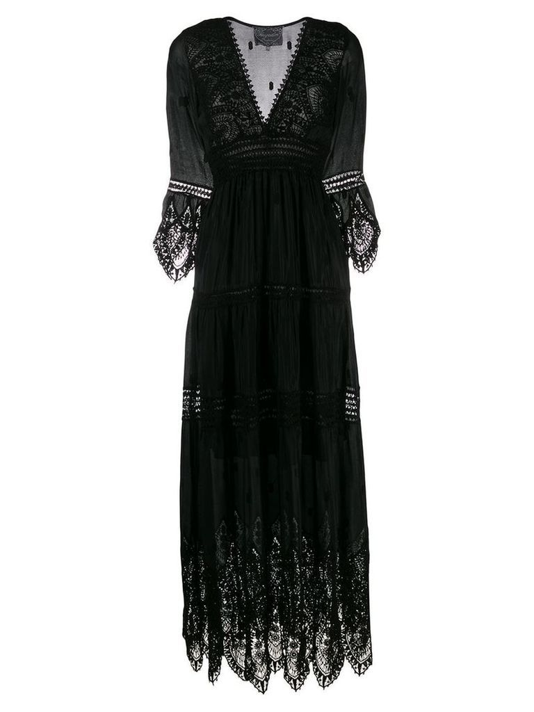 Temptation Positano embroidered flared maxi dress - Black