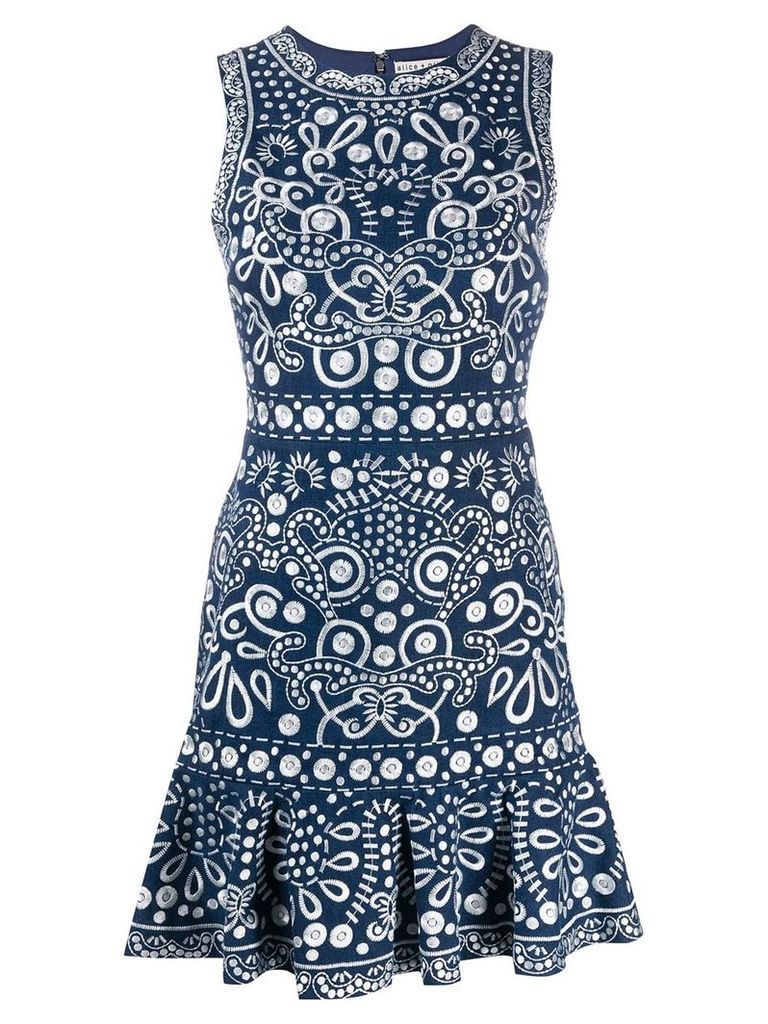 Alice+Olivia embroidered fitted dress - Blue