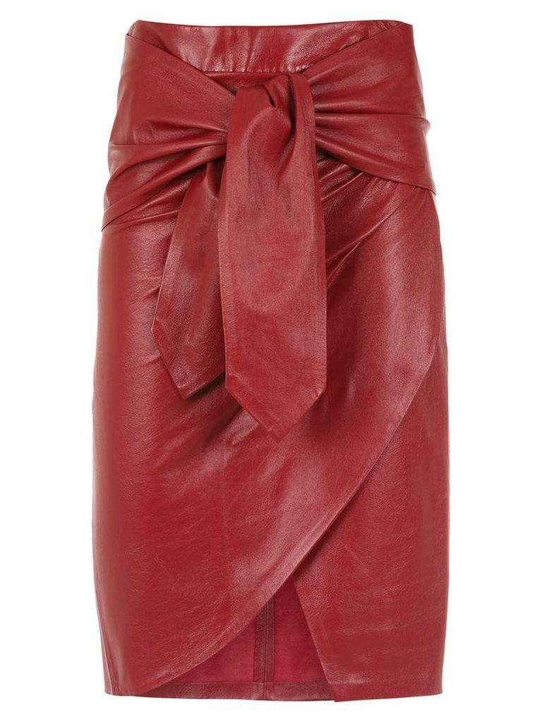 Andrea Bogosian leather midi skirt - Red