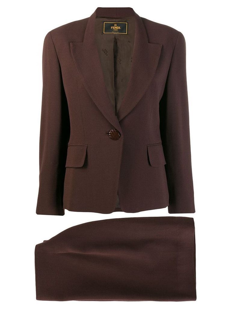 Fendi Pre-Owned 1990's slim skirt suit - Brown