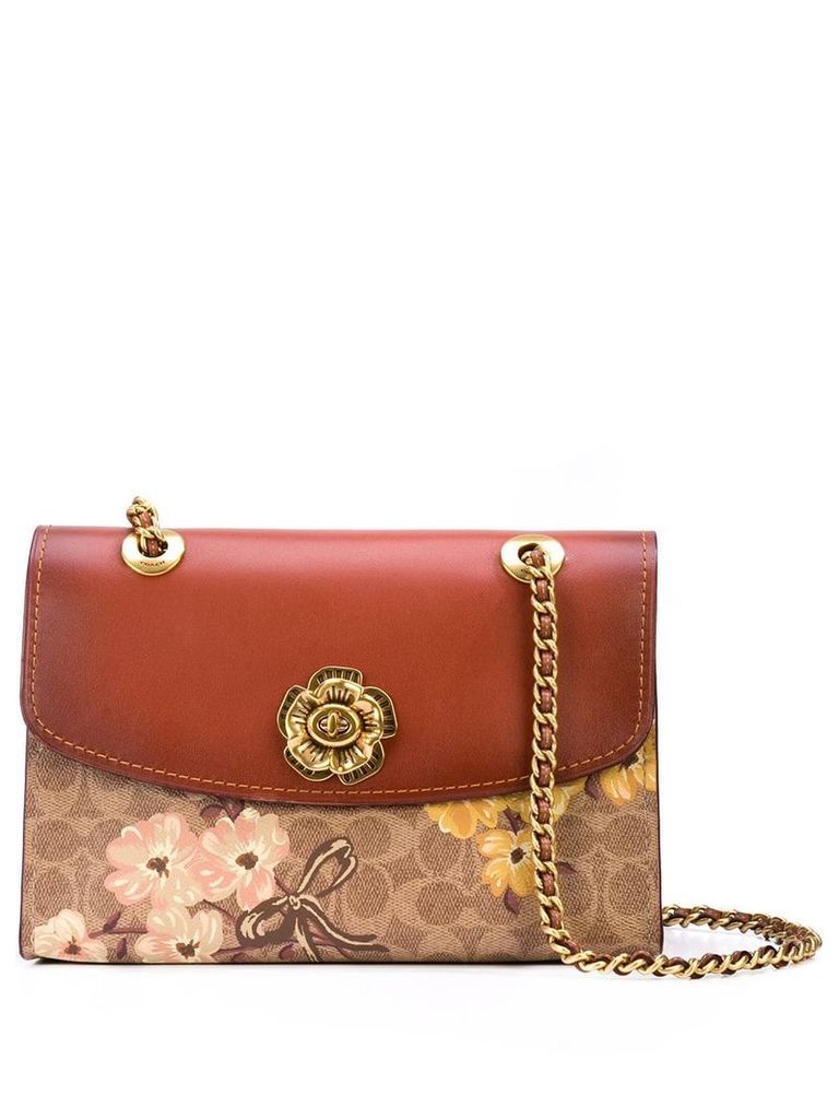 Coach floral print shoulder bag - Brown