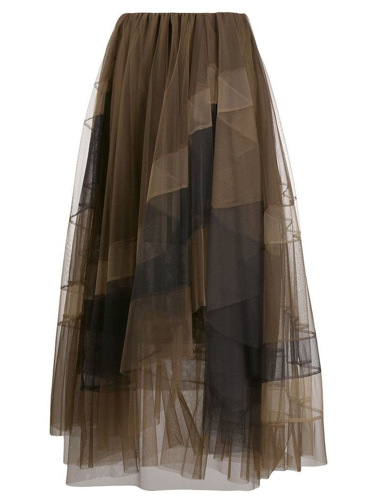 Brunello Cucinelli ruffle tulle layered skirt - Brown