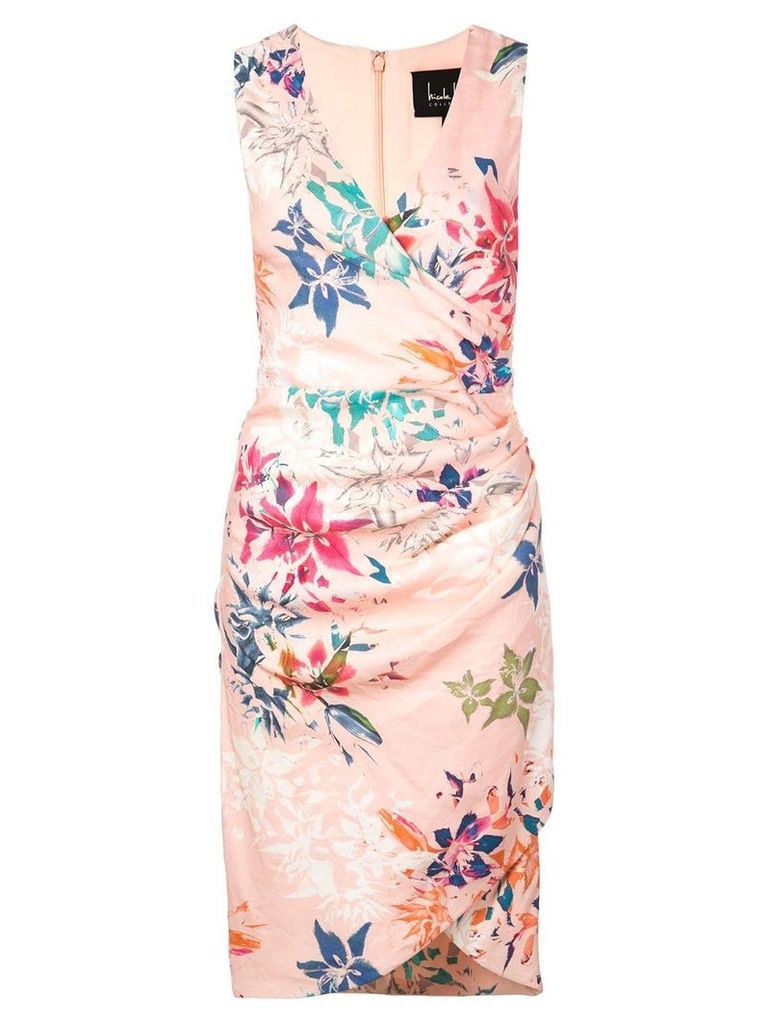 Nicole Miller floral print wrap style dress - Pink
