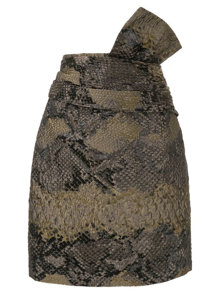 Lanvin snake-effect cloqué skirt - Brown