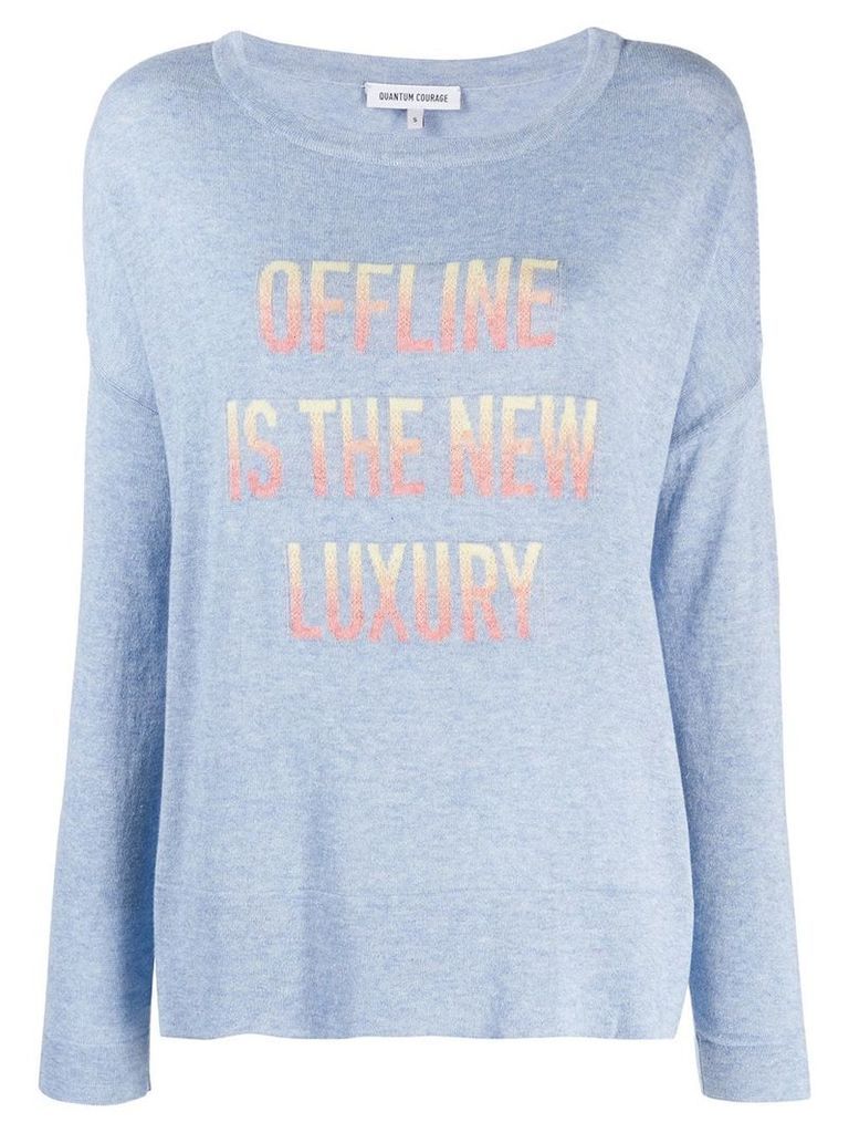 Quantum Courage intarsia slogan sweater - Blue