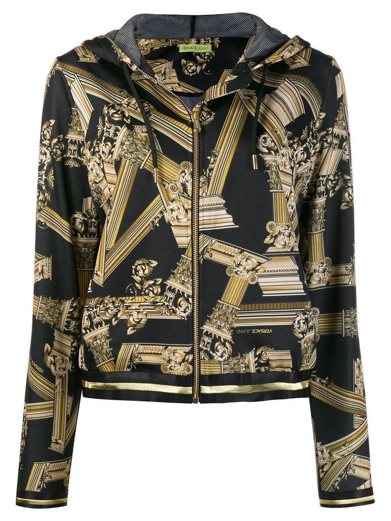 Versace Jeans baroque print zipped hoodie - Black