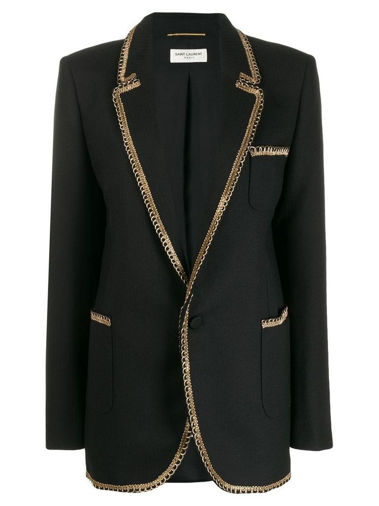 Saint Laurent contrast-trim blazer - Black