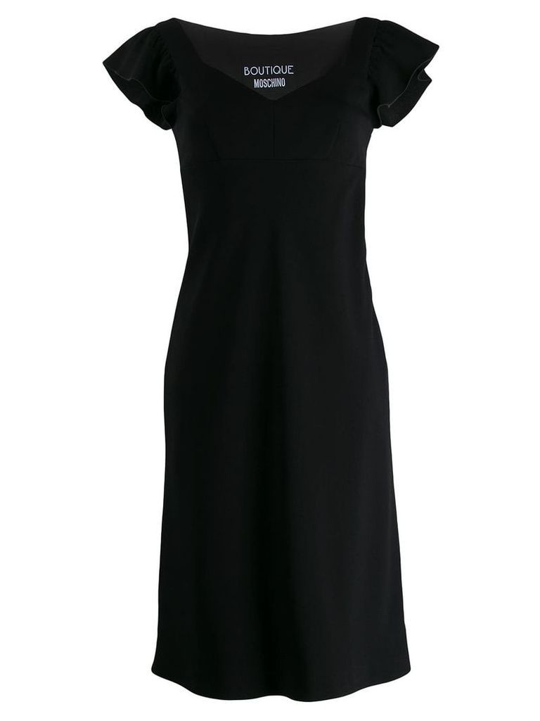 Boutique Moschino ruffle shoulder dress - Black