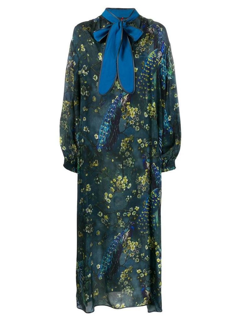 F.R.S For Restless Sleepers peacock print dress - Blue