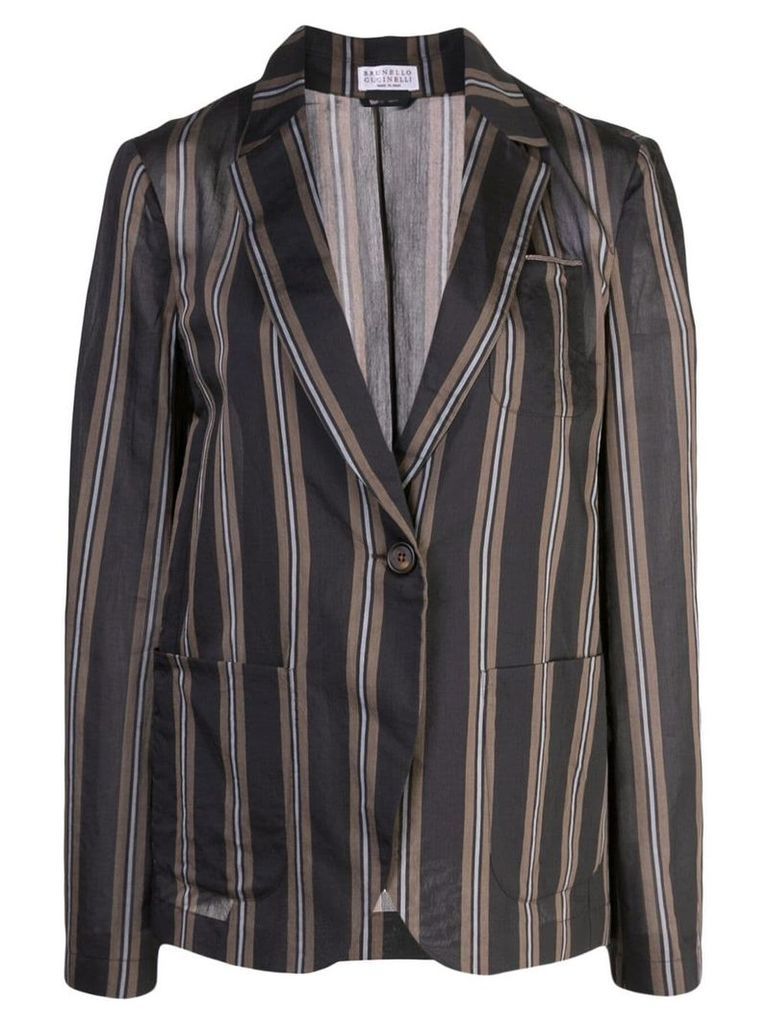 Brunello Cucinelli vertical stripe blazer - Brown