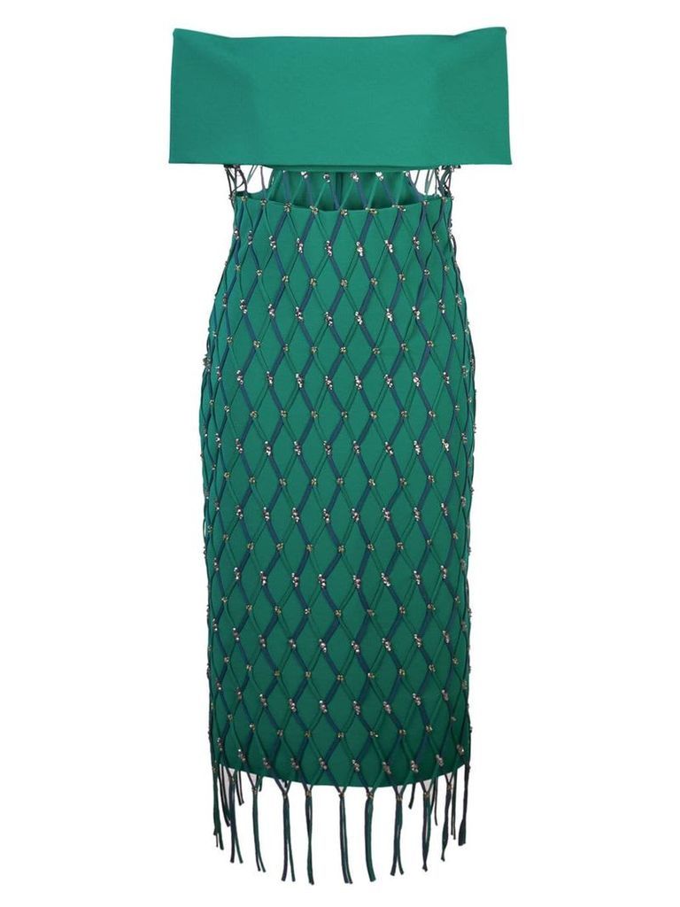 Cushnie net detail strapless dress - Green