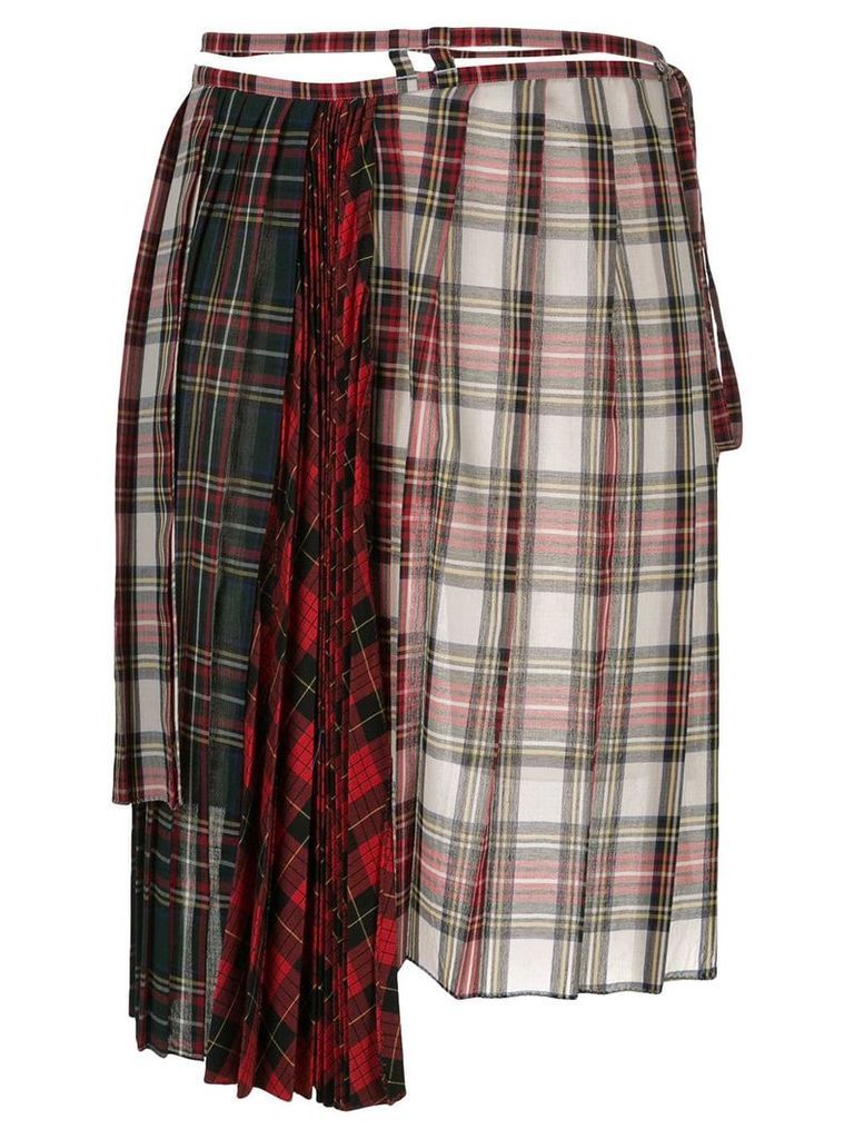 Facetasm asymmetric tartan skirt - Red