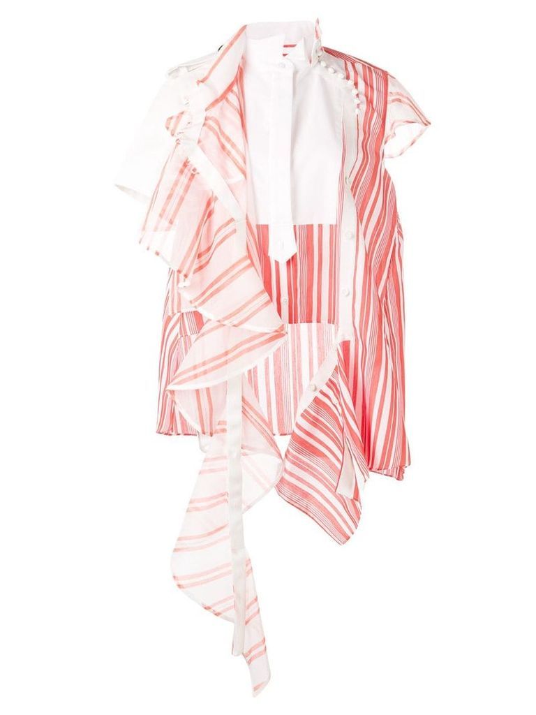 Sacai deconstructed striped dress - Red