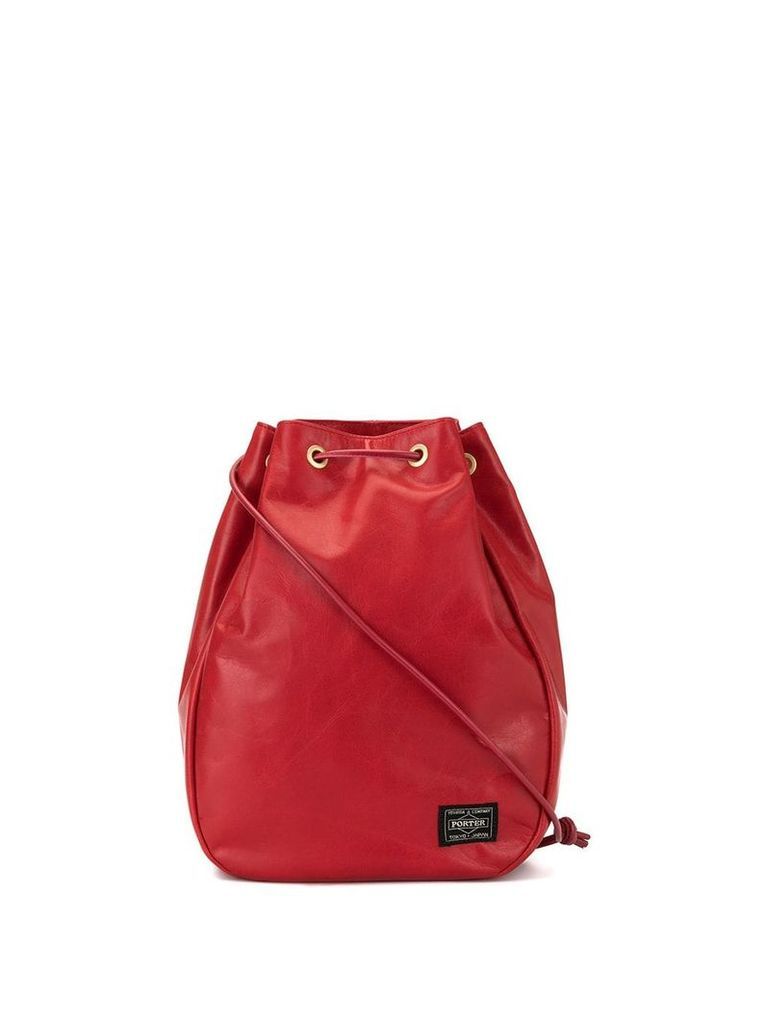 Porter-Yoshida & Co logo patch drawstring bag - Red