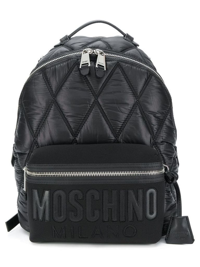 Moschino large quilted logo backpack - Black