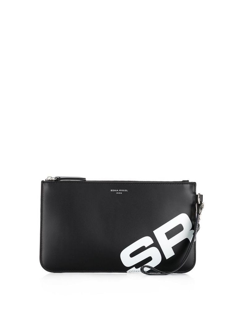 Sonia Rykiel initial print clutch bag - Black