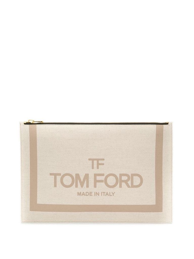 Tom Ford logo clutch bag - Neutrals