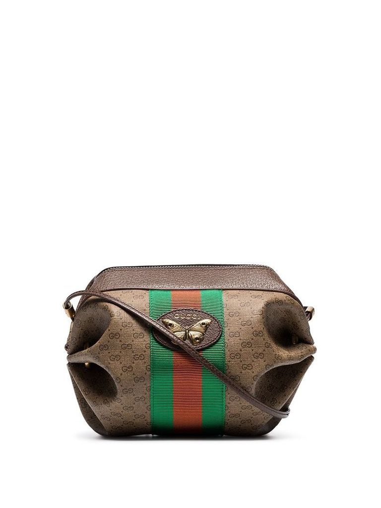 Gucci mini GG bag with Web and butterfly - Brown