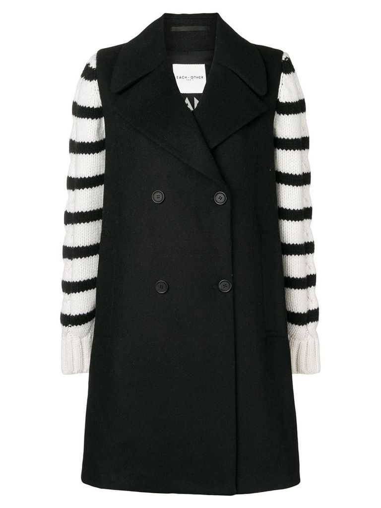 Each X Other striped design oversized coat - Black