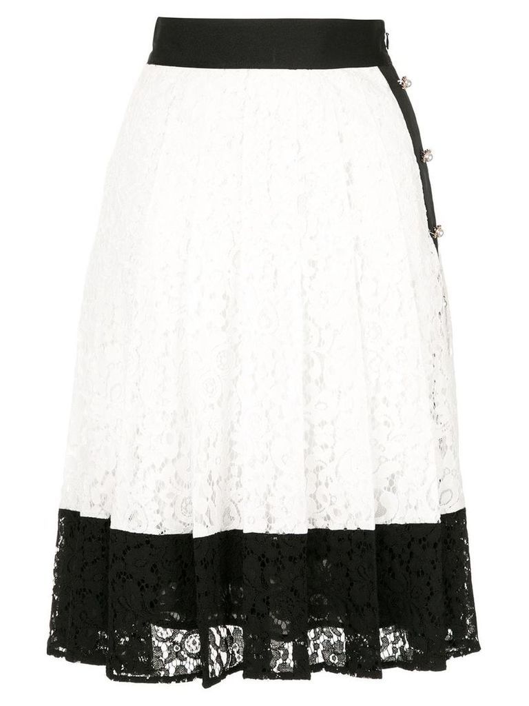 Edward Achour Paris colour block pleated skirt - White