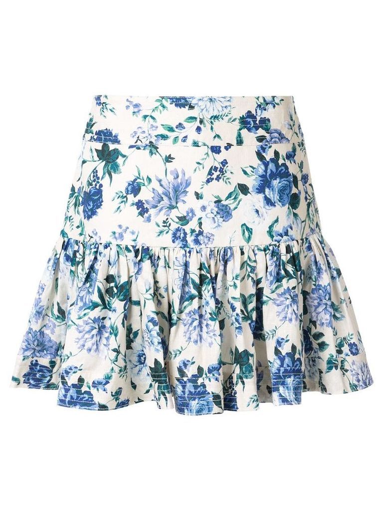 Zimmermann floral print A-line skirt - White