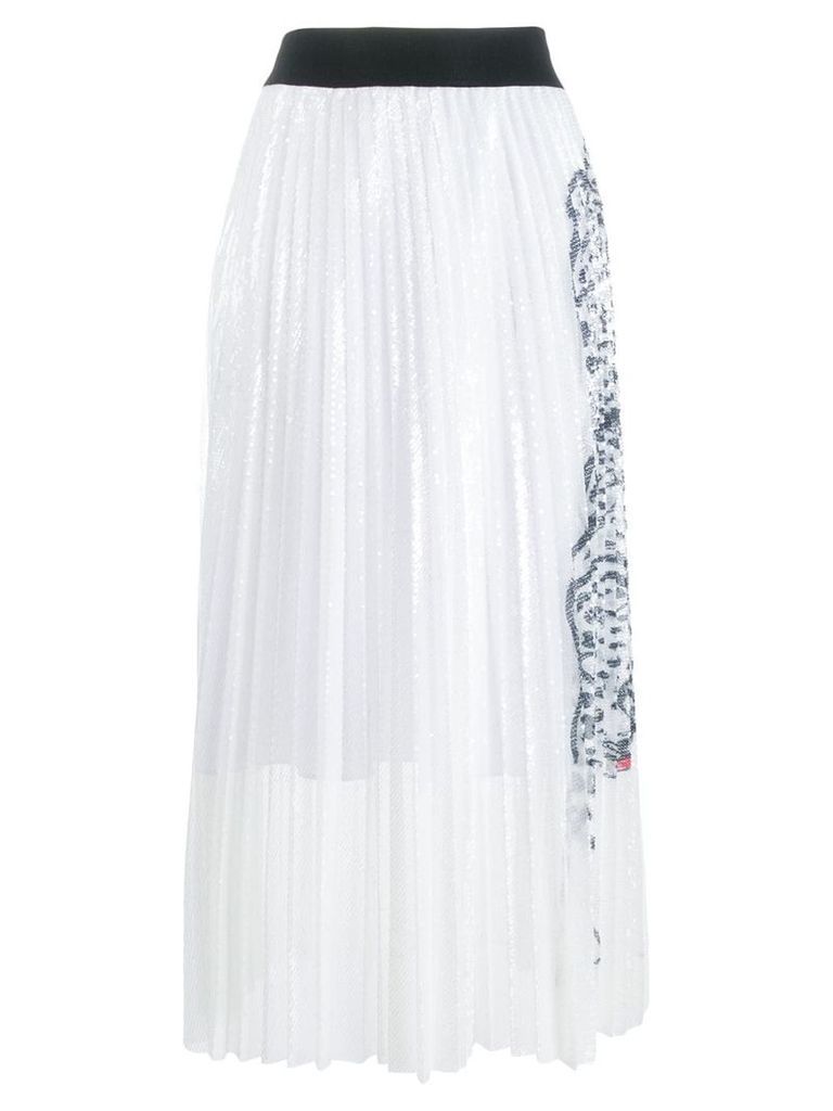 Krizia leopard detail pleated skirt - White