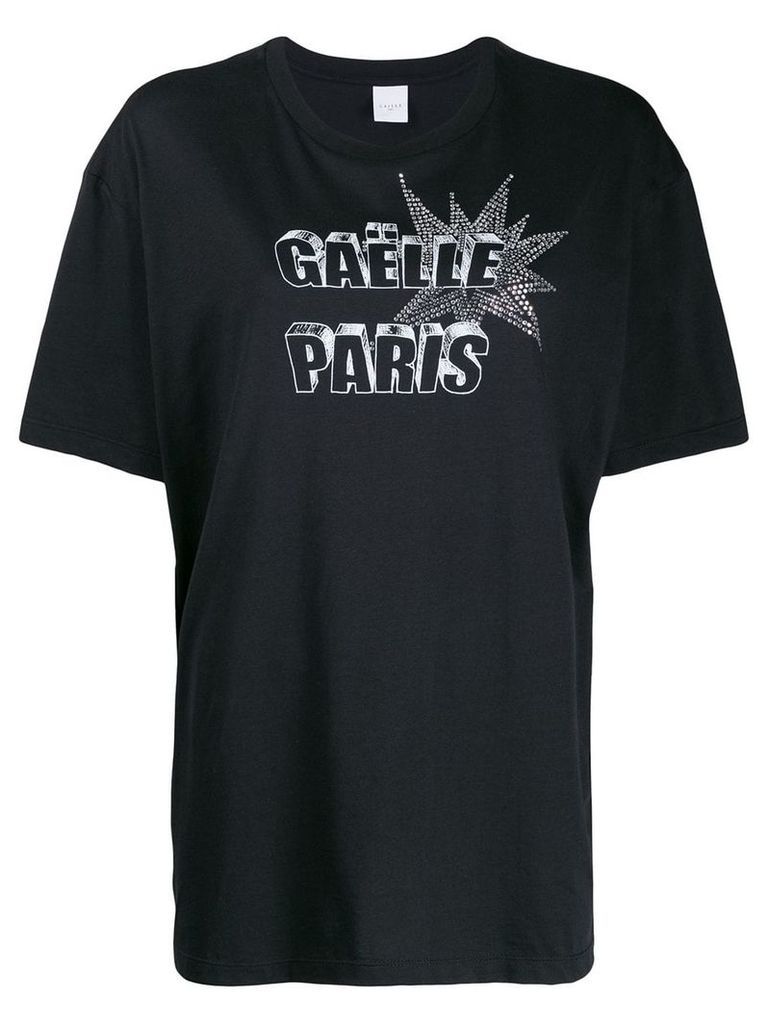Gaelle Bonheur embellished logo T-shirt - Black