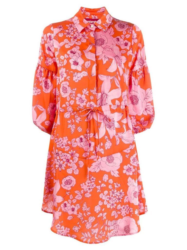 Guardaroba midi shirt dress with floral print - Orange