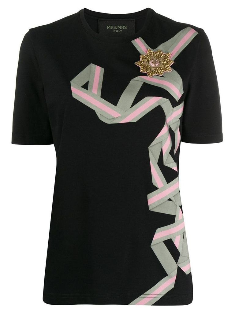 Mr & Mrs Italy ribbon print T-shirt - Black