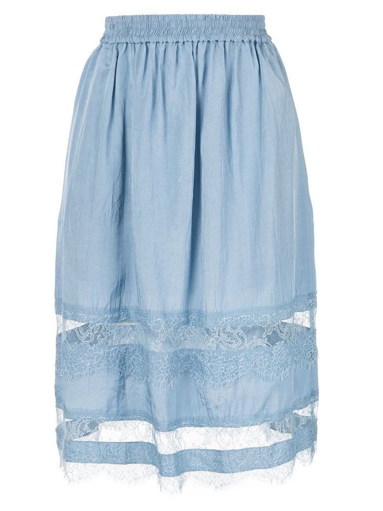 Nina Ricci lace panelled midi skirt - Blue