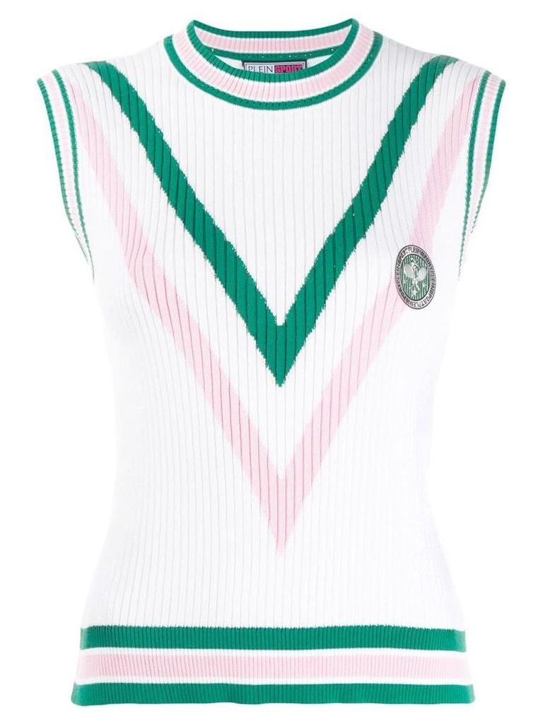 Plein Sport geometric pattern knitted top - White