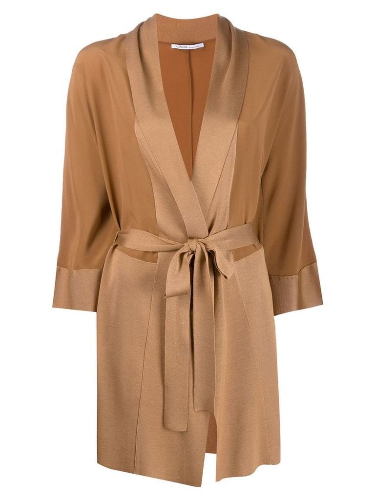 Agnona wrap midi coat - Brown