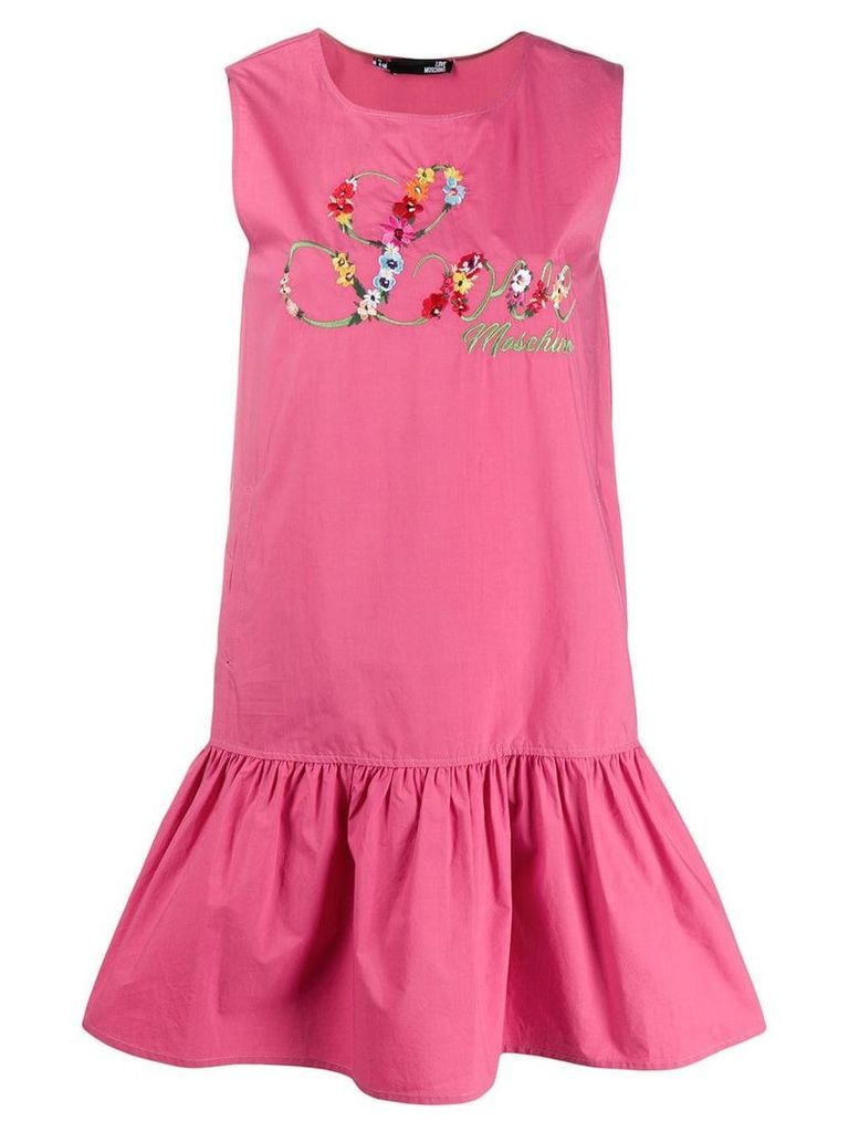 Love Moschino floral embroidered logo dress - Pink