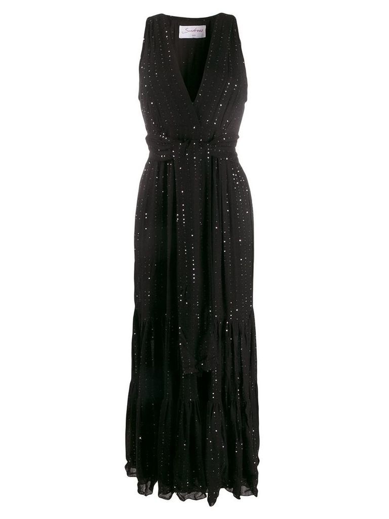 Sundress embellished long dress - Black